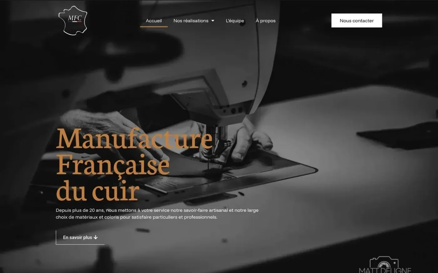 Page d'accueil du site de la Manufacture Française du Cuir